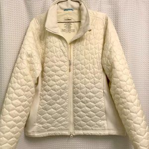 LL Bean - WHITE Puffy Jacket - Zip, Front Pockets
